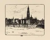 Wilhelm Laage, Kathedrale in Antwerpen, 1908, Woodcut