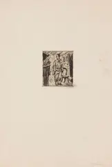 Wilhelm Thöny, 2 Blätter: Interieurszene. Ungeheuer vor der Stadt, 1912, Etching