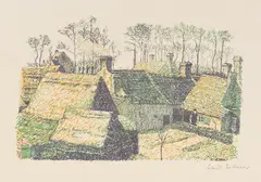 Ernst Wilhelm Eitner, Belgisches Dorf, 1900, Lithograph in colors