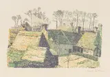 Ernst Wilhelm Eitner, Belgisches Dorf, 1900, Lithograph in colors