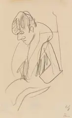 Paul Gangolf, Figur von der Seite, 1930, Pencil drawing
