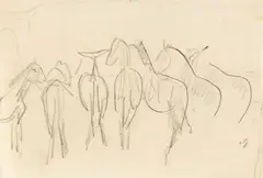 Paul Gangolf, Pferde, 1920, Pencil drawing