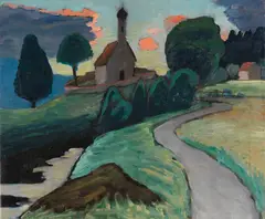 Gabriele Münter, Kirche an der Ramsach, 1935, Oil on canvas