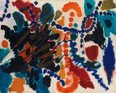 Ernst Wilhelm Nay, Von Goldfarben und Blau, 1953, Oil on canvas