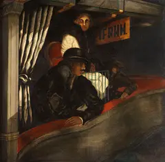 Zwei Männer und eine Frau in einer Loge. Verso: Dangast vom Meere aus by Franz Radziwill, 1923, Oil on canvas, sold Dec 2012