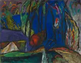 Studie auf Blau by Gabriele Münter, 1915, Oil on canvas, sold Dec 2012