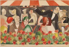 Wedding auf dem Dachgarten by (d.i. Dörte Clara Wolff) Dodo, 1929, Gouache, sold Dec 2012