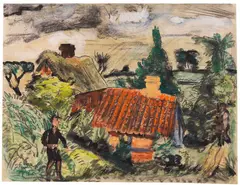 Erich Heckel, Bauernhaus, 1928, Gouache