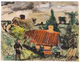 Erich Heckel, Bauernhaus, 1928, Gouache