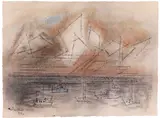 Lyonel Feininger, Schiffe auf See, 1953, Pen and India ink drawing