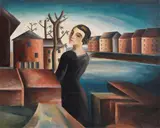Albert Mueller, Frau in Flußlandschaft, 1925, Oil on canvas