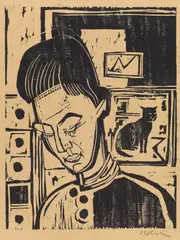 Knabenkopf Andreas by Ernst Ludwig Kirchner, 1924, Woodcut, sold Dec 2012