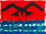 Welt des Adlers by A. R. Penck, 1983, Acrylic on paper, sold Dec 2012