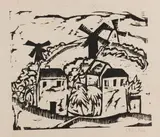 Landschaft mit Windmühlen by Ernst Ludwig Kirchner, 1912, Woodcut, sold Dec 2012