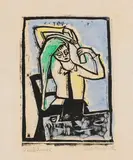 Vor dem Spiegel by Erich Heckel, 1911, Woodcut, sold Dec 2012