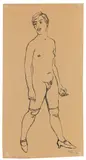 Max Pechstein, Akt III (Stehender weiblicher Akt in Strümpfen), 1928, Pen and India ink drawing