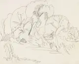 Baumgruppe auf Fehmarn by Ernst Ludwig Kirchner, 1912, Pencil, sold Dec 2012