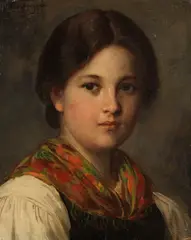 Mädchenportrait by Franz Defregger, 1870, Oil on cardboard, sold Nov 2012