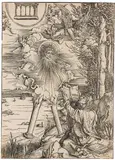 Apokalypse, 8. Figur: Johannes, das Buch verschlingend / Der "Starke Engel" by Albrecht Durer, 1498, Woodcut, sold Nov 2012