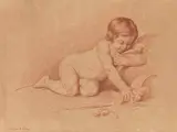 Edme Bouchardon, Kind mit zwei Tauben (Studie), Sanguine