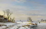 Lodewijk Johannes Kleijn, Wintervergnügen auf dem Eise, Oil on panel