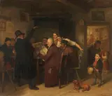 August Heinrich Niedmann, Der Zirkus kommt, 1880, Oil on canvas