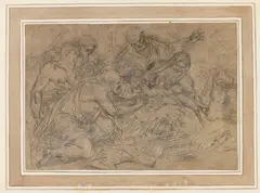 Ciro Ferri, Anbetung der Hirten, 1673, Charcoal drawing