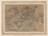 Ciro Ferri, Anbetung der Hirten, 1673, Charcoal drawing