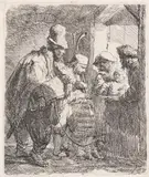 Die wandernden Musikanten by Rembrandt Harmensz van Rijn, 1635, Etching, sold Nov 2012
