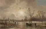 Adolf Stademann, Winterlandschaft mit Holzsammlern, 1870, Oil