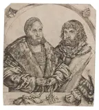 Lucas Cranach d.Ã., Doppelporträt Friedrich der Weise und Johann der Beständige, Herzöge von Sachsen, 1510, Engraving