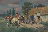 Wilhelm Velten, Jagdgesellschaft bei der Rast, 1900, Oil on panel