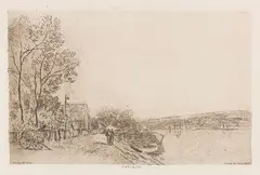 Alfred Sisley, Bords du Loing, la charrette, 1890, Etching
