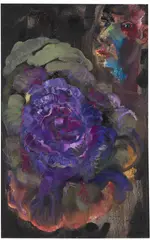 Rainer Fetting, Young Selfportrait with cabbage, 1991, Oil on burlap