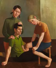 Matthias Ludwig, Zwei Mädchen, ein Junge, 2004, Mixed media