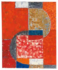 Alexandre Istrati, Forms en Rouge, 1953, Oil on canvas
