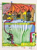Do not wait houses - move by Friedensreich Hundertwasser, 1989, Woodcut in colors, sold Oct 2012