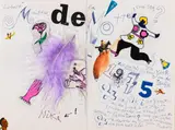 Jean Tinguely, Neujahrsgruß: Manfred de la Motte, 1975, Collage