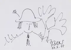 Figur mit Hut by Gerhard Richter, 2002, Felt-tip pen drawing, sold Oct 2012