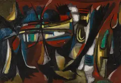 Paul Reichle, Komposition, 1955, Oil