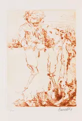 Der Jäger by Georg Baselitz, 1967, Drypoint, sold Oct 2012