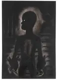 Helmut Middendorf, Boy with birds, 1988, Charcoal drawing