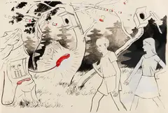 Standleitung by Tilo Baumgartel, 2003, Brush and India ink drawing, sold Oct 2012