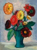 Gabriele Münter, Dahlien, Oil on cardboard