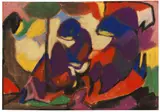 Adolf Hölzel, Ohne Titel (Zwei Frauen in Landschaft), 1930, Pastel