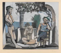 Bacchanale by Pablo Picasso, 1955, Etching and aquatint in colors, sold Oct 2012