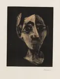 Jacqueline au bandeau, I by Pablo Picasso, 1962, Linocut in colors, sold Oct 2012