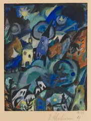 Otto Gleichmann, Erregte Landschaft, 1919, Tempera