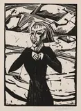 Mädchen am Meer by Erich Heckel, 1918, Holzschnitt auf Japan, sold Oct 2012