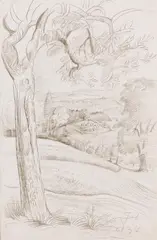 Landschaft mit Nußbaum by Otto Dix, 1934, Silver point drawing, sold Oct 2012